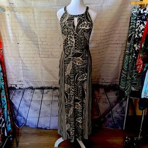 Chicos Maxi Dress “Chico Size 2” 12-14 tribal print Black/off white